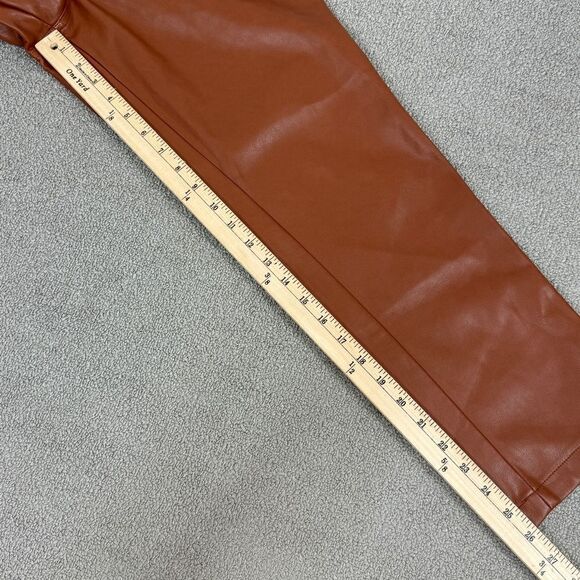 7 For All Mankind Crossover Waist Faux Leather Crop Pants Chestnut Brown Medium - Picture 11 of 11